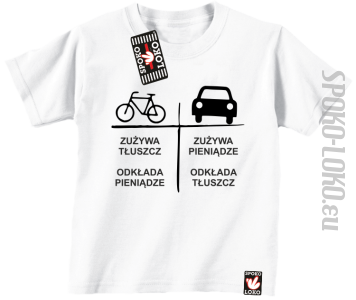 Auto-Rower Zużywa tłuszcz odkłada pieniądze - Koszulka dziecięca biała